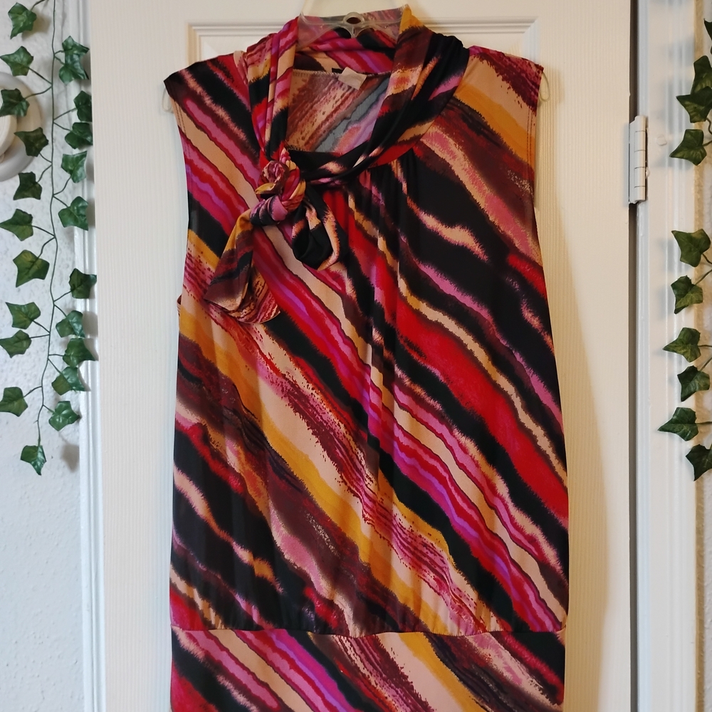Colorful Striped Sleeveless Blouse